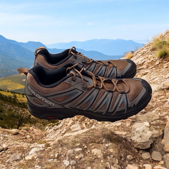 Salomon X Ultra Pioneer Contra Grip Men's 11.5 Brown Gray Hiking Trail Shoes - Picture 1 of 12